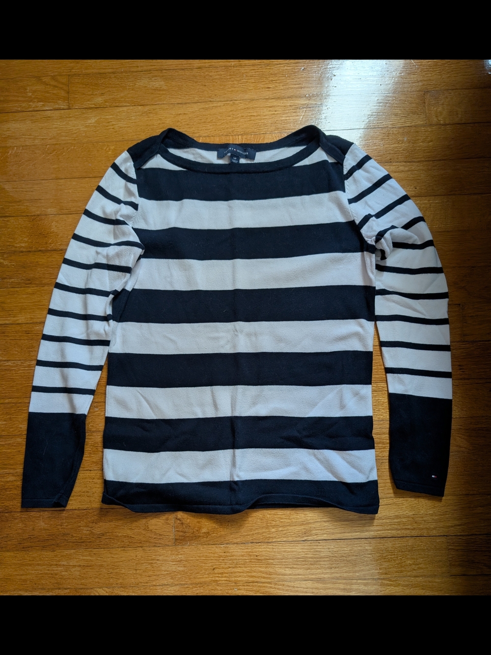 Tommy Hilfiger Navy Blue And White Striped Sweater